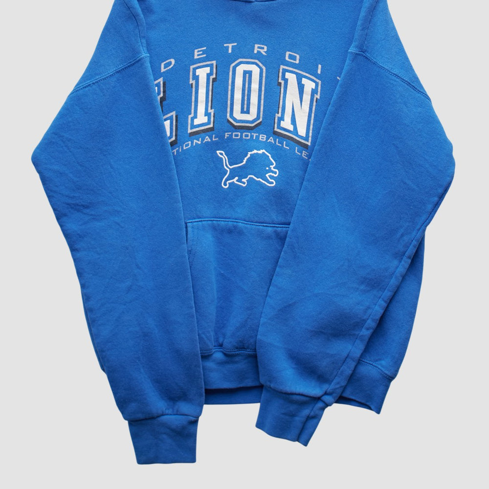 Detroit Lions 2000s Hooded Pullover Sweatshirt - Blue Pullover