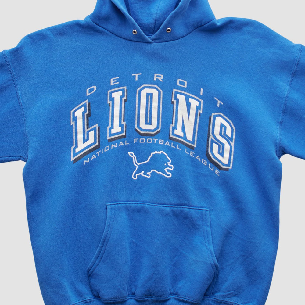 Detroit Lions 2000s Hooded Pullover Sweatshirt - Blue Pullover