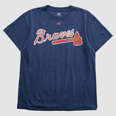 Atlanta Braves Majestic 2000s T-shirt - Navy - Vintage T-shirts