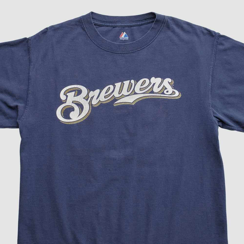 Milwaukee Brewers Majestic 2000s T-shirt - Navy - Vintage T-shirts