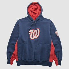 Washington Nationals Majestic 2000s Hooded Pullover Sweatshirt - Navy - Vintage Pullover