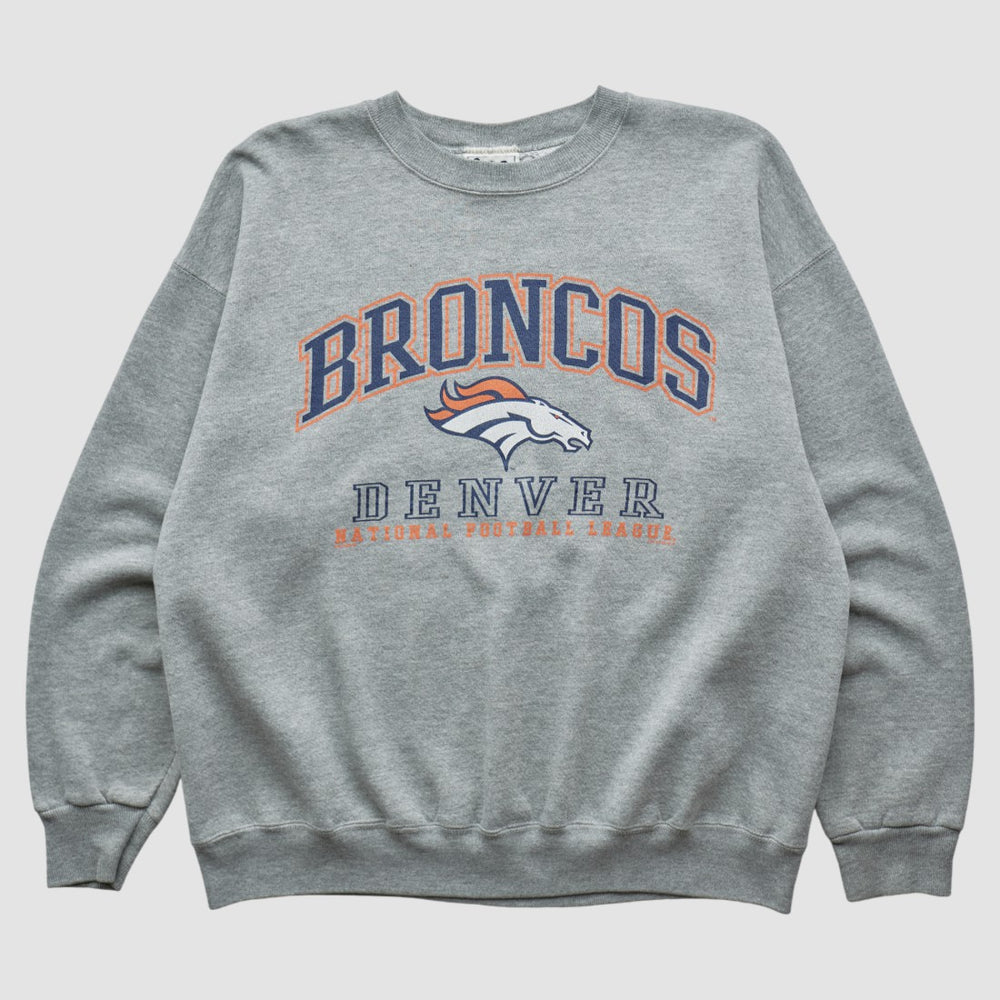 Denver Broncos Lee Sport 90s Pullover Sweatshirt - Heather Gray Pullover