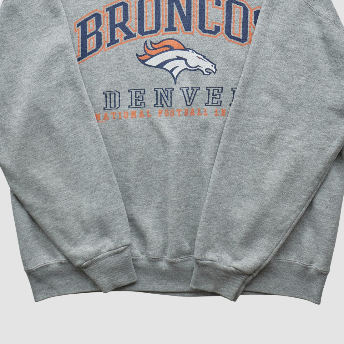 Denver Broncos Lee Sport 90s Pullover Sweatshirt - Heather Gray Pullover
