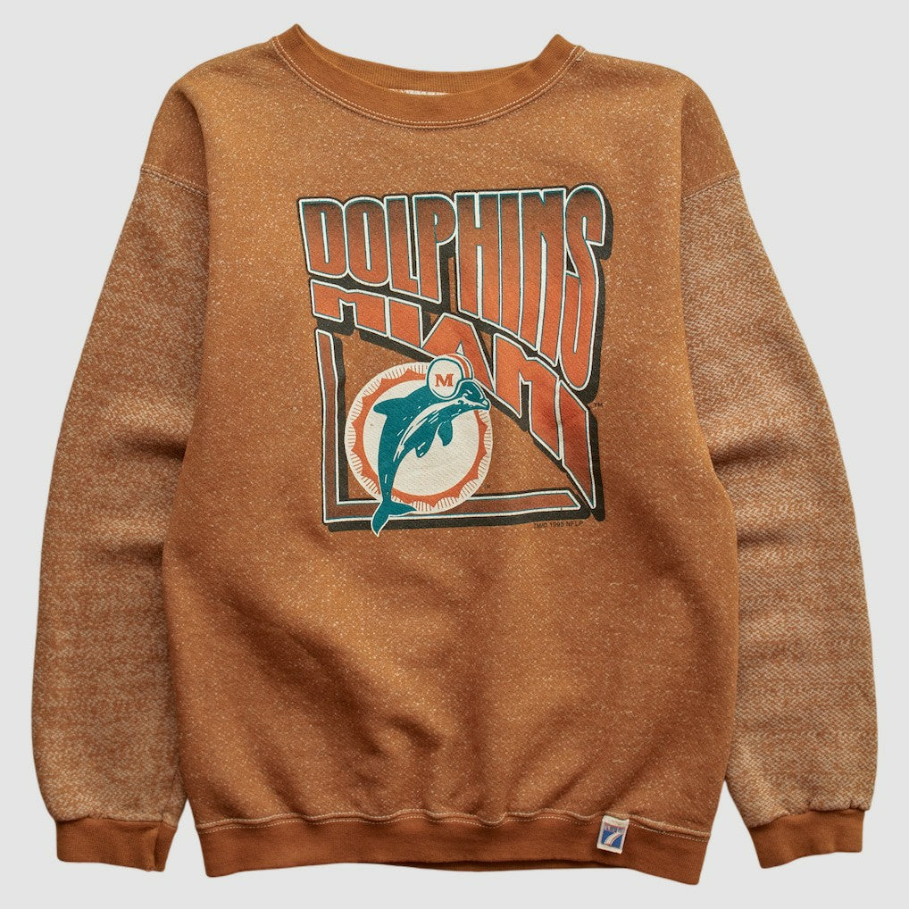 Miami Dolphins Logo 7 90s Pullover Sweatshirt - Brown Pullover
