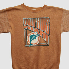 Miami Dolphins Logo 7 90s Pullover Sweatshirt - Brown Pullover