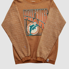 Miami Dolphins Logo 7 90s Pullover Sweatshirt - Brown Pullover