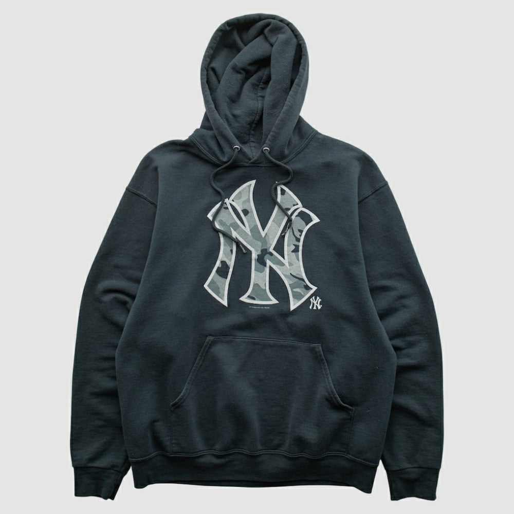 New York Yankees Genuine Merchandise 2010s Hooded Pullover Sweatshirt - Black - XVintage Pullover