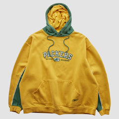 Green Bay Packers Reebok 2000s Hooded Pullover Sweatshirt - Yellow Pullover