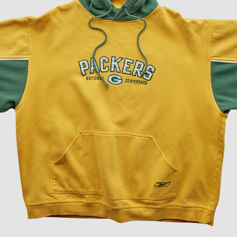 Green Bay Packers Reebok 2000s Hooded Pullover Sweatshirt - Yellow Pullover