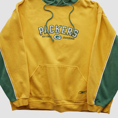 Green Bay Packers Reebok 2000s Hooded Pullover Sweatshirt - Yellow Pullover