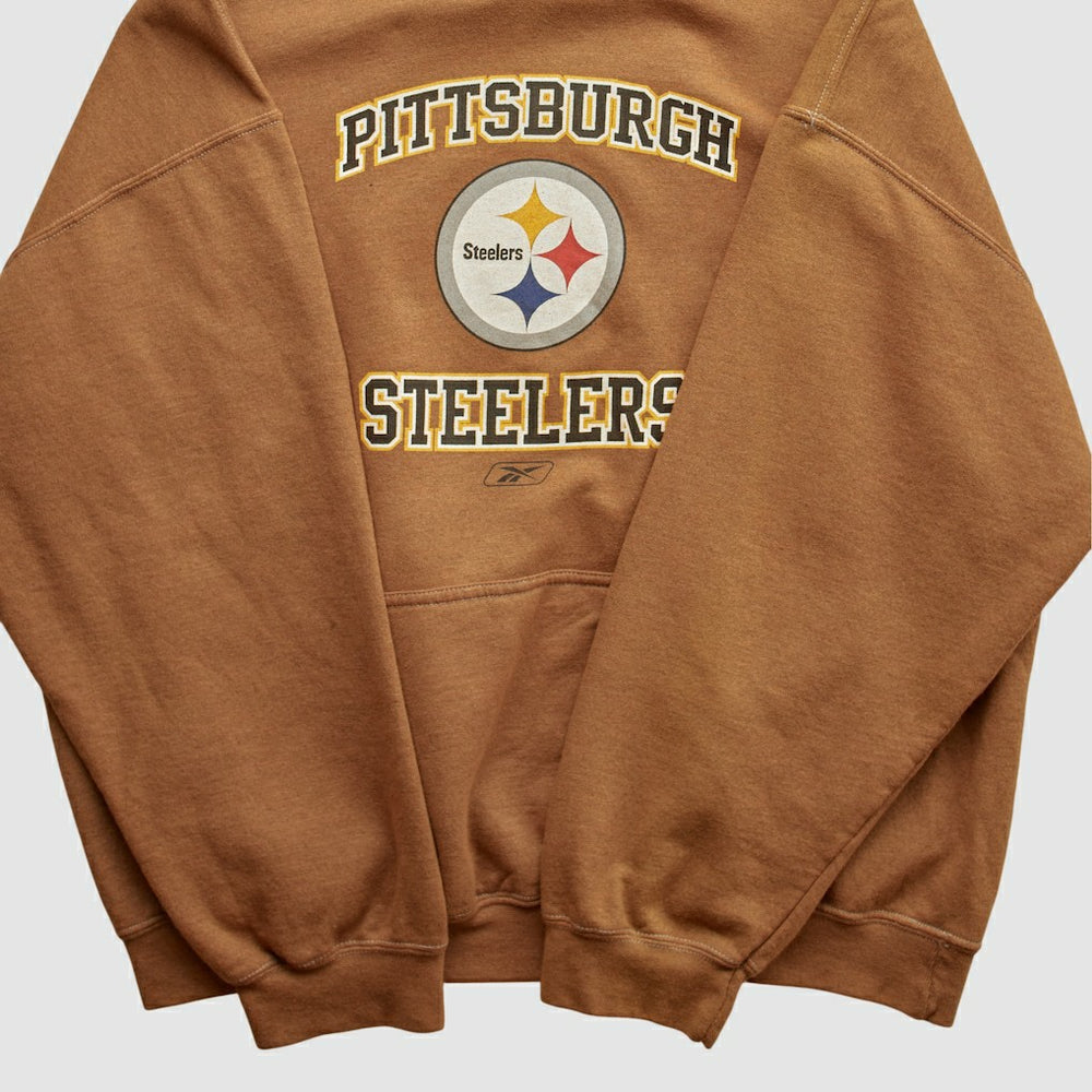 Pittsburgh Steelers Reebok 2000s Hooded Pullover Sweatshirt - Brown Pullover