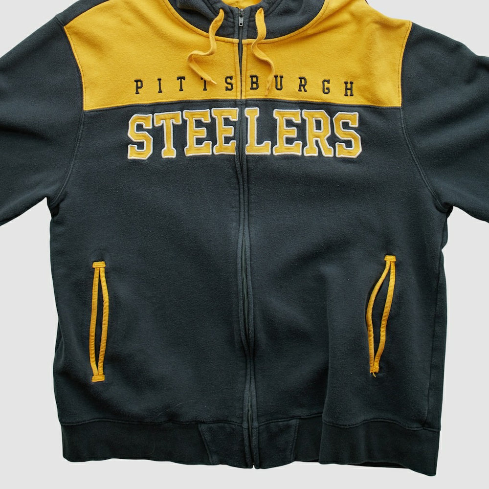 Pittsburgh Steelers NFL 2010s Hooded Full Zip Sweatshirt - Black Sweatshirts