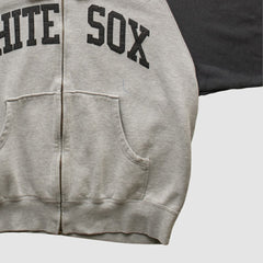 Chicago White Sox Majestic 2000s Hooded Full Zip Sweatshirt - Heather Gray - Vintage Sweatshirts
