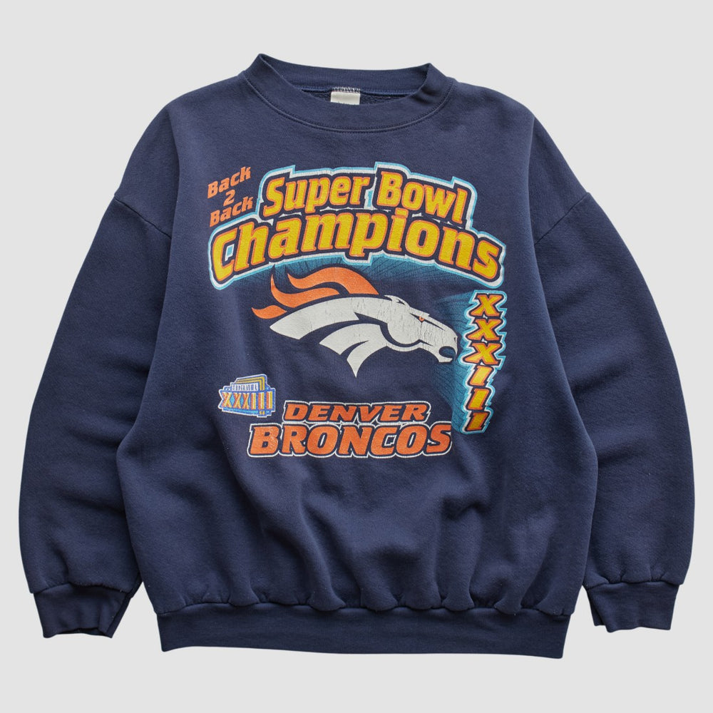 Denver Broncos Logo 7 1999 Pullover Sweatshirt - Navy Pullover