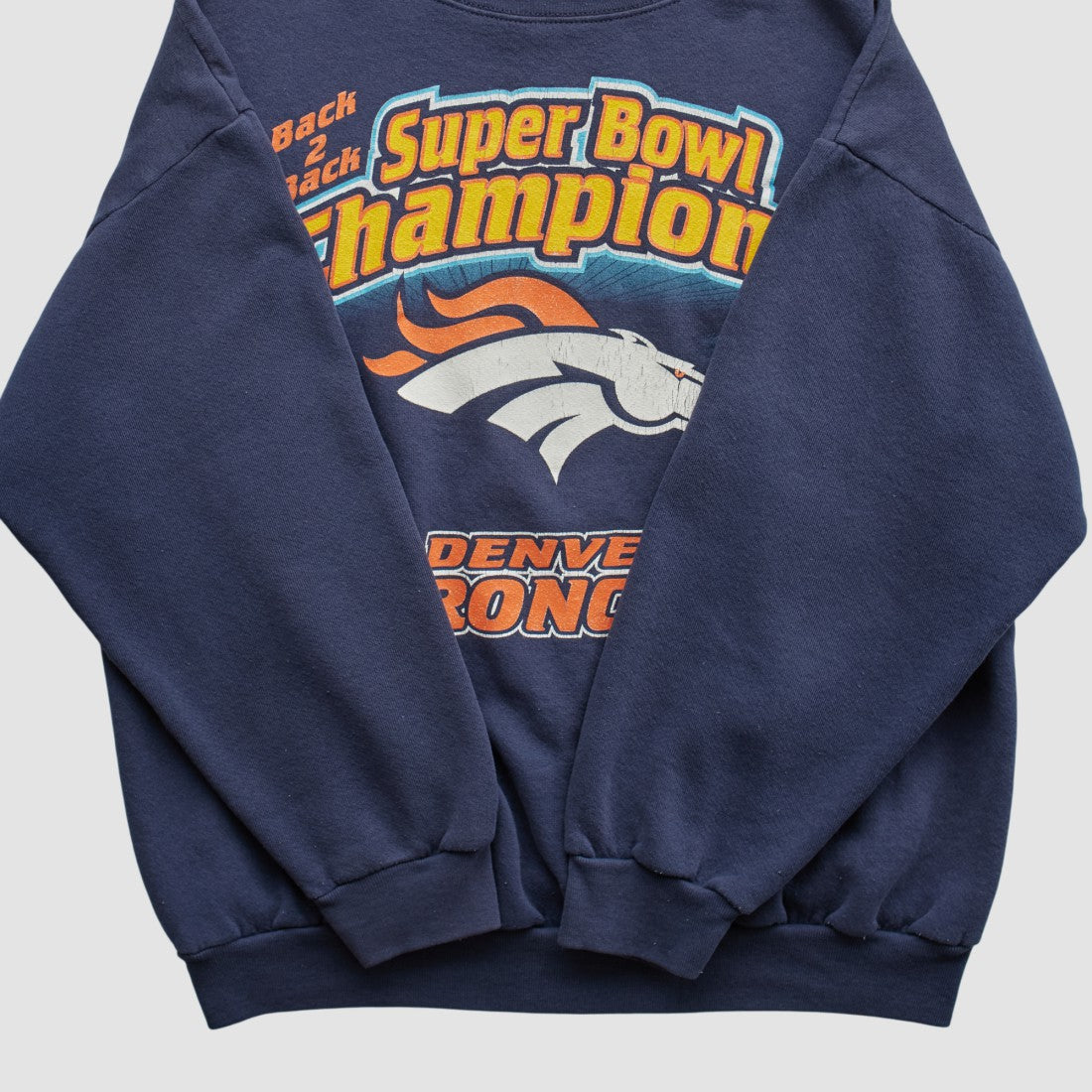 Denver Broncos Logo 7 1999 Pullover Sweatshirt - Navy Pullover