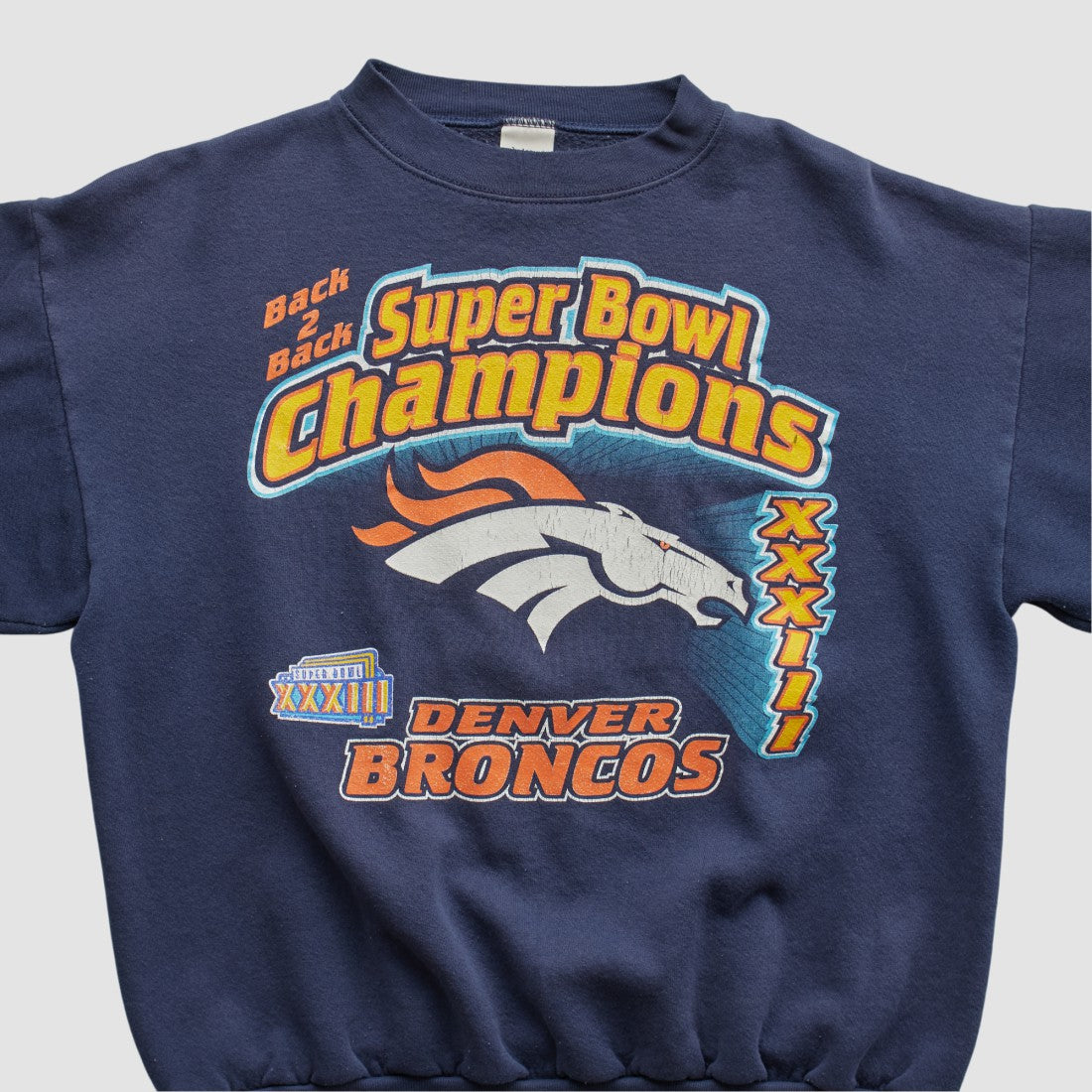 Denver Broncos Logo 7 1999 Pullover Sweatshirt - Navy Pullover