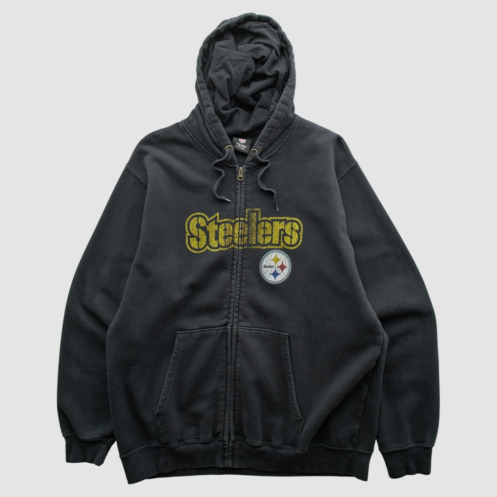 Pittsburgh Steelers NFL 2010s Hooded Full Zip Sweatshirt - Black Sweatshirts