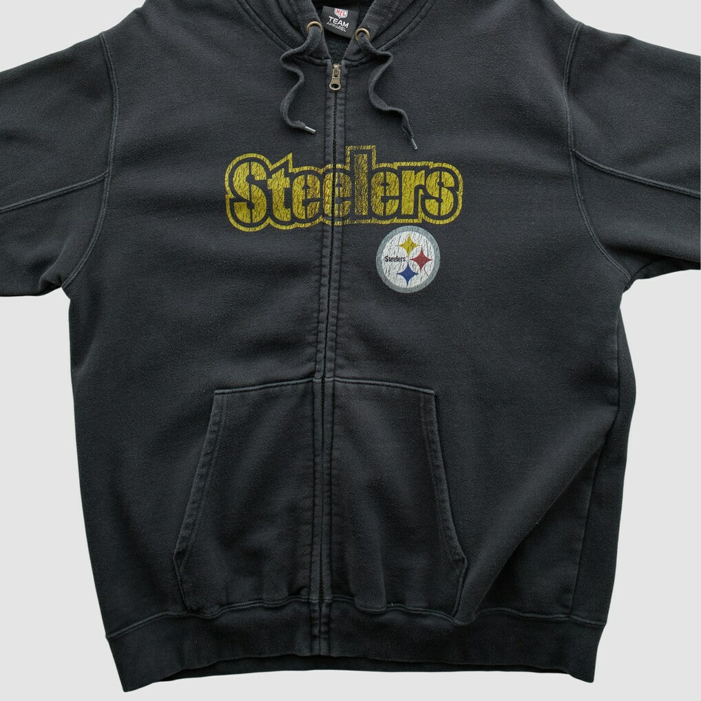 Pittsburgh Steelers NFL 2010s Hooded Full Zip Sweatshirt - Black Sweatshirts