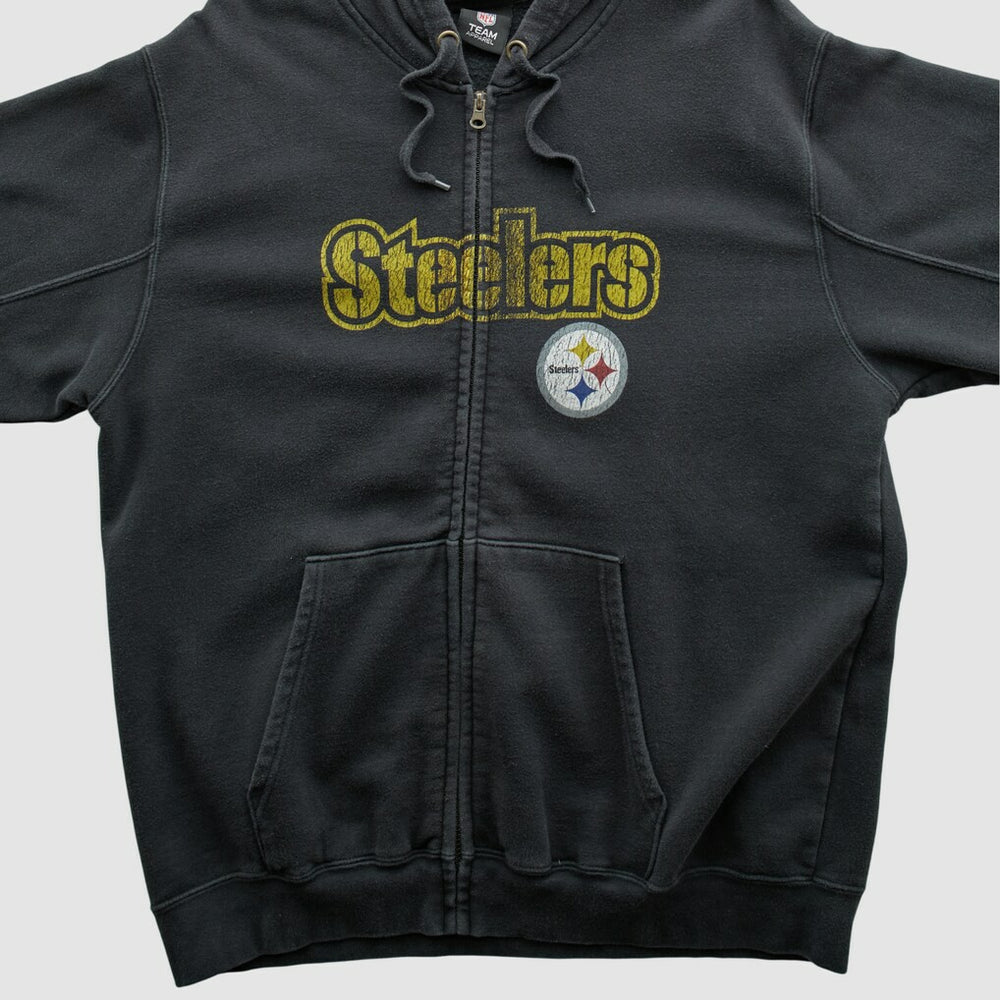 Pittsburgh Steelers NFL 2010s Hooded Full Zip Sweatshirt - Black Sweatshirts