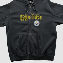 Pittsburgh Steelers NFL 2010s Hooded Full Zip Sweatshirt - Black Sweatshirts