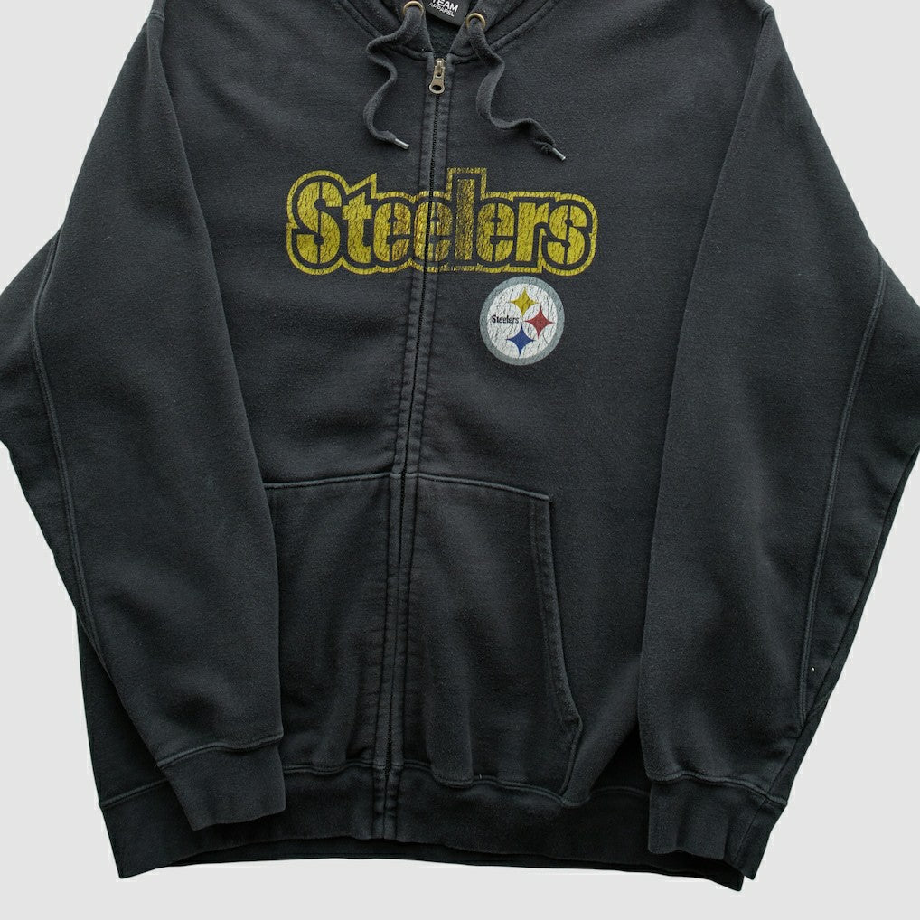 Pittsburgh Steelers NFL 2010s Hooded Full Zip Sweatshirt - Black Sweatshirts