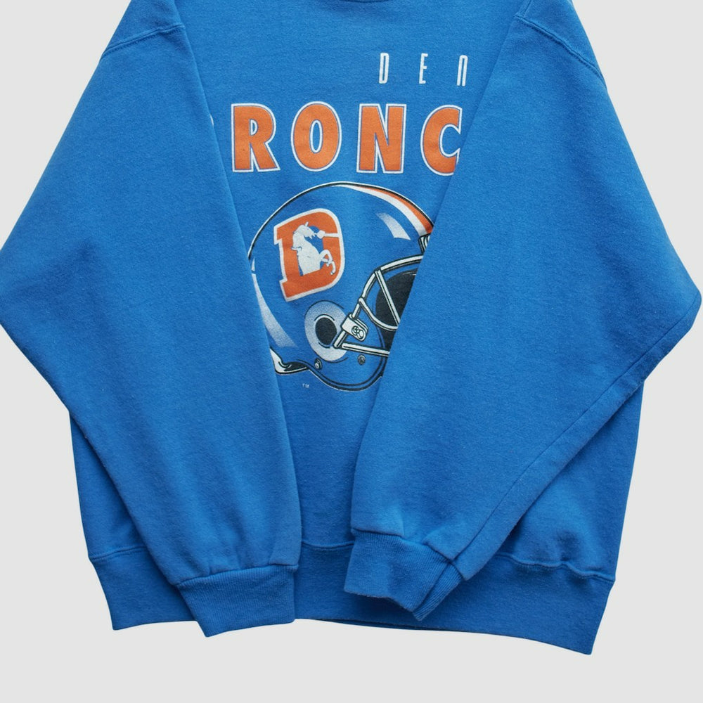 Denver Broncos Hanes 90s Pullover Sweatshirt - Blue Pullover