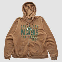 Green Bay Packers NFL 2000s Hooded Full Zip Sweatshirt - Tan Sweatshirts