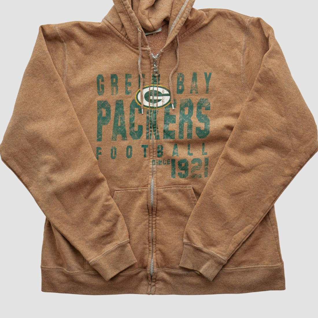 Green Bay Packers NFL 2000s Hooded Full Zip Sweatshirt - Tan Sweatshirts