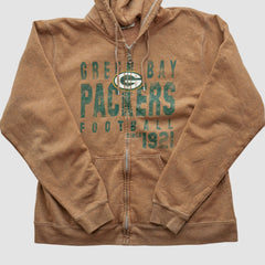 Green Bay Packers NFL 2000s Hooded Full Zip Sweatshirt - Tan Sweatshirts