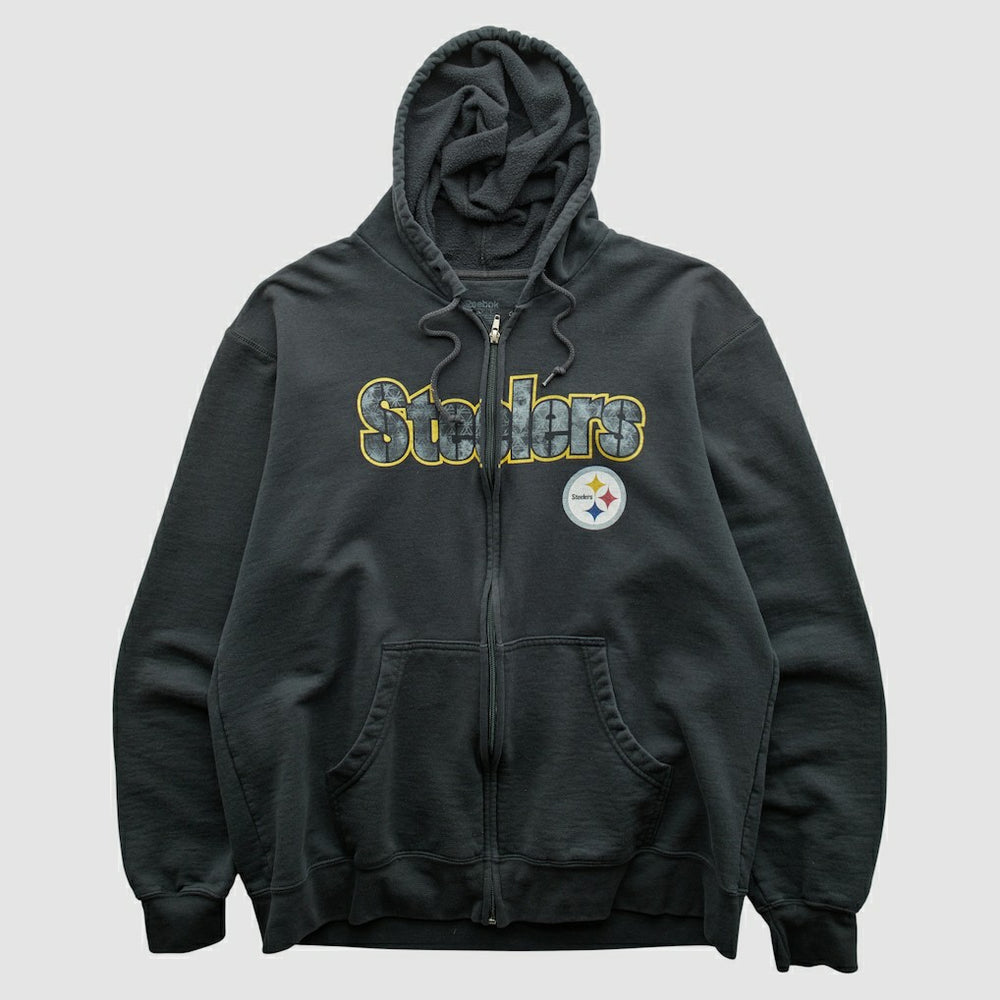 Pittsburgh Steelers Reebok 2000s Hooded Full Zip Sweatshirt - Charcoal Sweatshirts