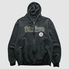 Pittsburgh Steelers Reebok 2000s Hooded Full Zip Sweatshirt - Charcoal Sweatshirts