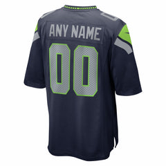 Seattle Seahawks Super Bowl LX Patch Custom Game Jersey - College Navy Jerseys
