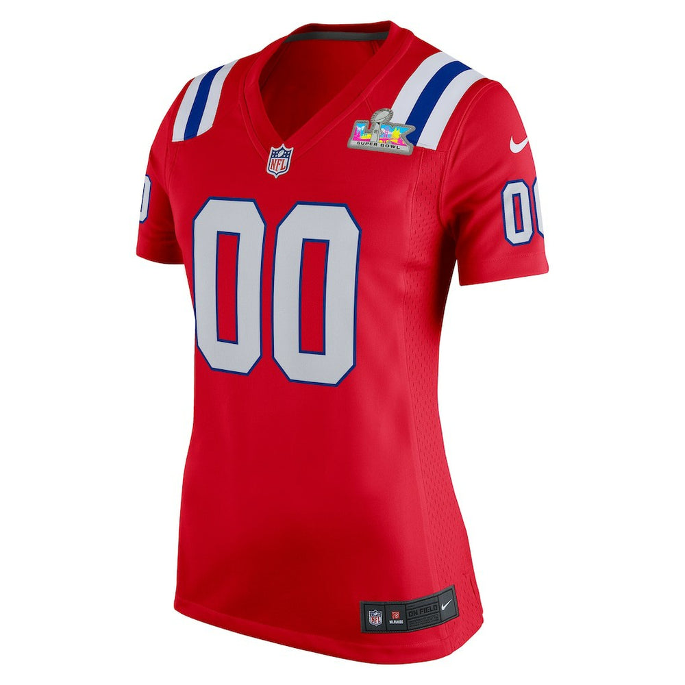 New England Patriots Women's Super Bowl LX Patch Custom Game Jersey - Red Jerseys