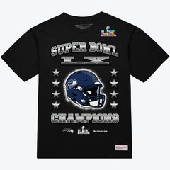 Seattle Seahawks Super Bowl LX Champions Helmet Arch T-Shirt - Black T-shirts