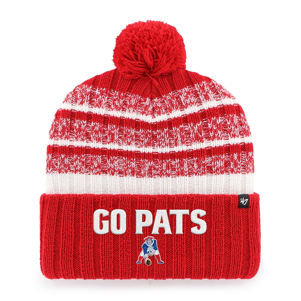 New England Patriots '47 Local Cuffed Knit Hat with Pom - Red Hats