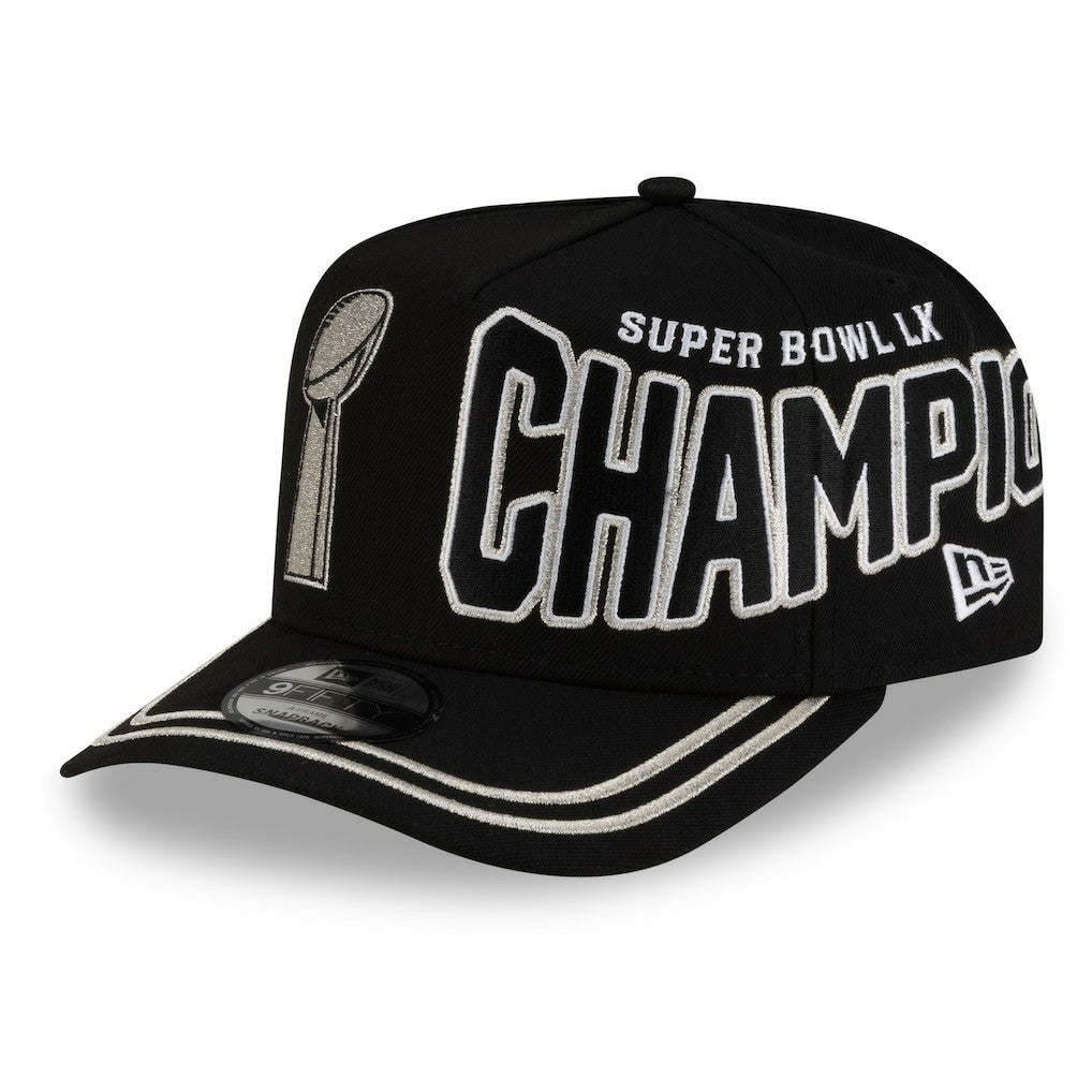 Seattle Seahawks New Era Super Bowl LX Champions Parade A-Frame 9FIFTY Snapback Hat - Black Hats