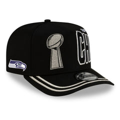 Seattle Seahawks New Era Super Bowl LX Champions Parade A-Frame 9FIFTY Snapback Hat - Black Hats