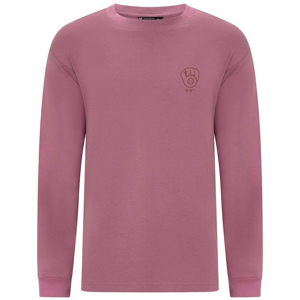 Milwaukee Brewers Levelwear Bridal Rose Luxe Signature Long Sleeve T-Shirt - Pink T-shirts