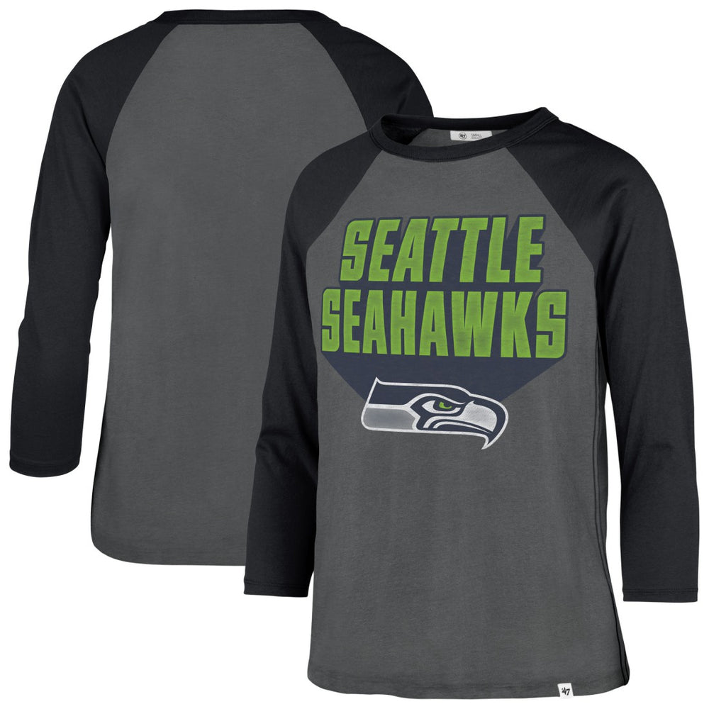 Seattle Seahawks '47 Women's Jetset Ava Raglan Long Sleeve T-Shirt - Charcoal T-shirts