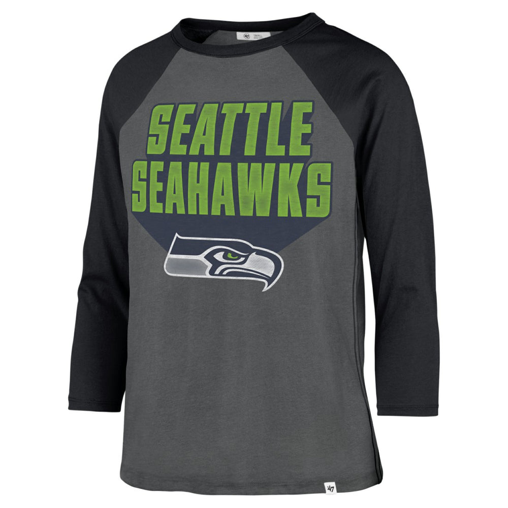 Seattle Seahawks '47 Women's Jetset Ava Raglan Long Sleeve T-Shirt - Charcoal T-shirts