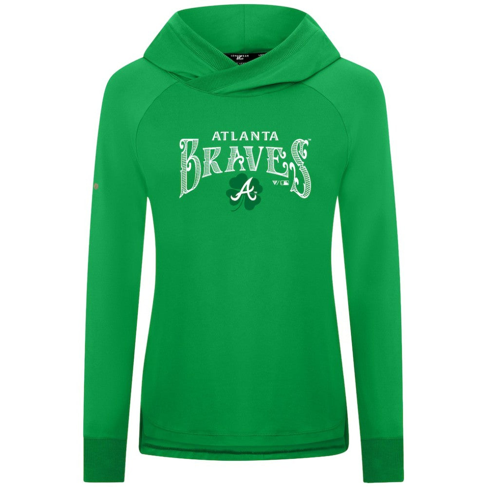 Atlanta Braves Levelwear Women's St. Patrick's Day Slender Raglan Hoodie - Green Hoodies