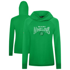 Miami Marlins Levelwear Women's St. Patrick's Day Slender Raglan Hoodie - Green Hoodies