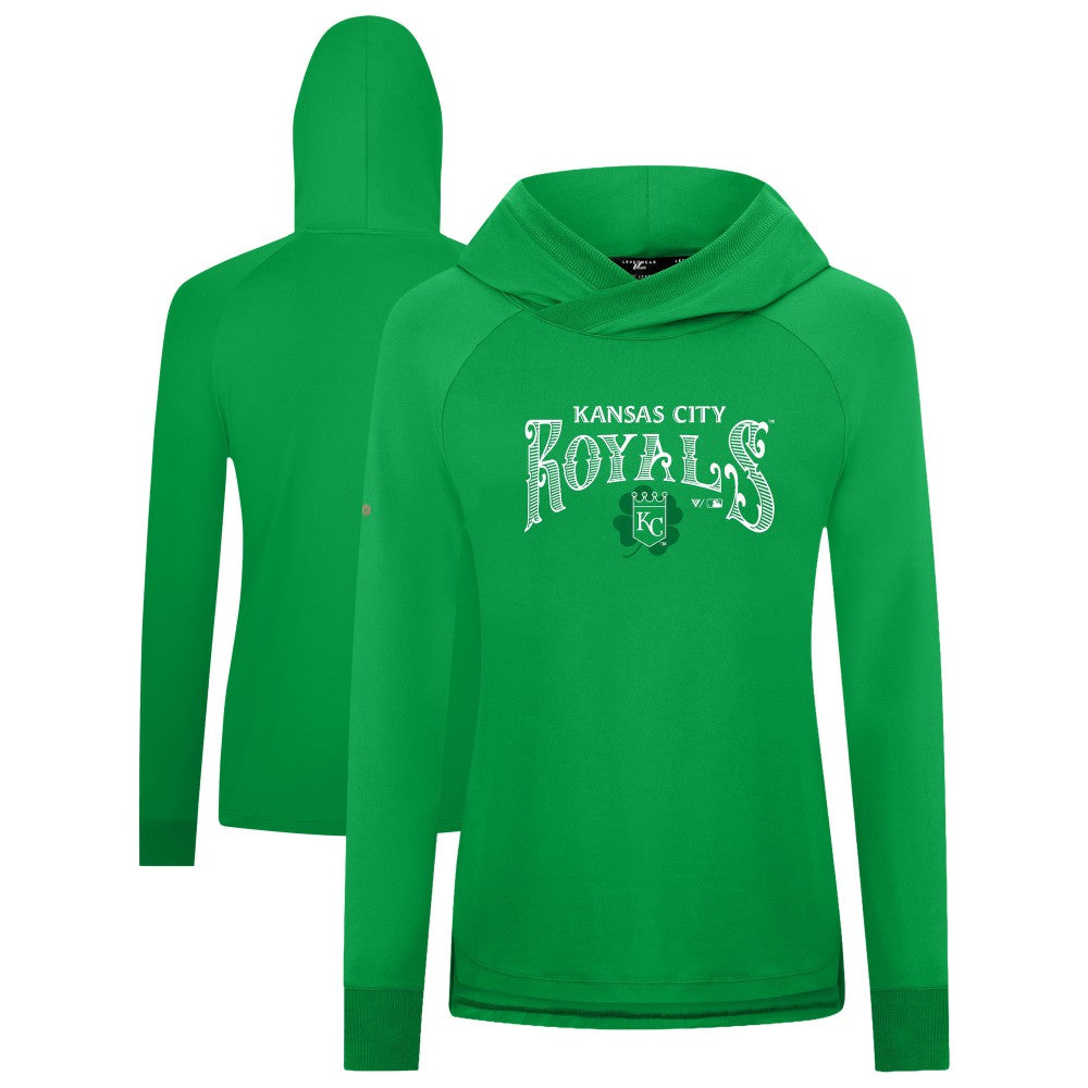 Kansas City Royals Levelwear Women's St. Patrick's Day Slender Raglan Hoodie - Green Hoodies