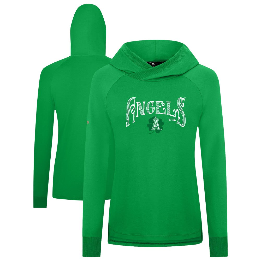Los Angeles Angels Levelwear Women's St. Patrick's Day Slender Raglan Hoodie - Green Hoodies