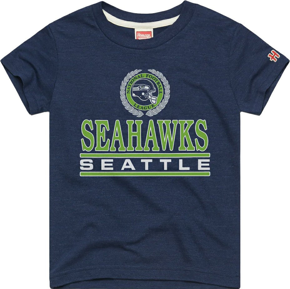 Seattle Seahawks Homage Youth Crest Tri-Blend T-Shirt - College Navy T-shirts
