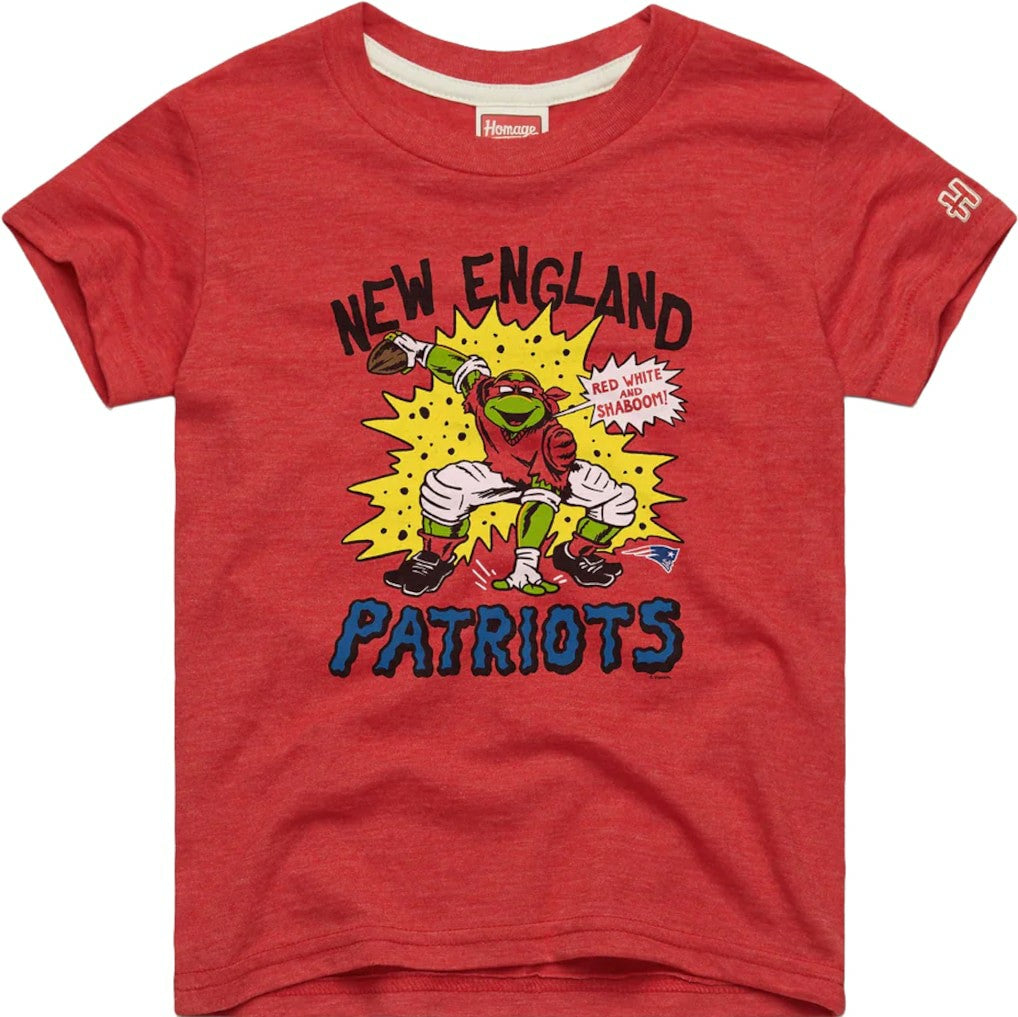 Raphael New England Patriots Homage Youth TMNT Tri-Blend T-Shirt - Red T-shirts