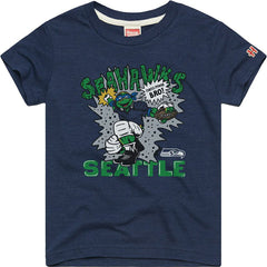 Leonardo Seattle Seahawks Homage Youth TMNT Tri-Blend T-Shirt - College Navy T-shirts