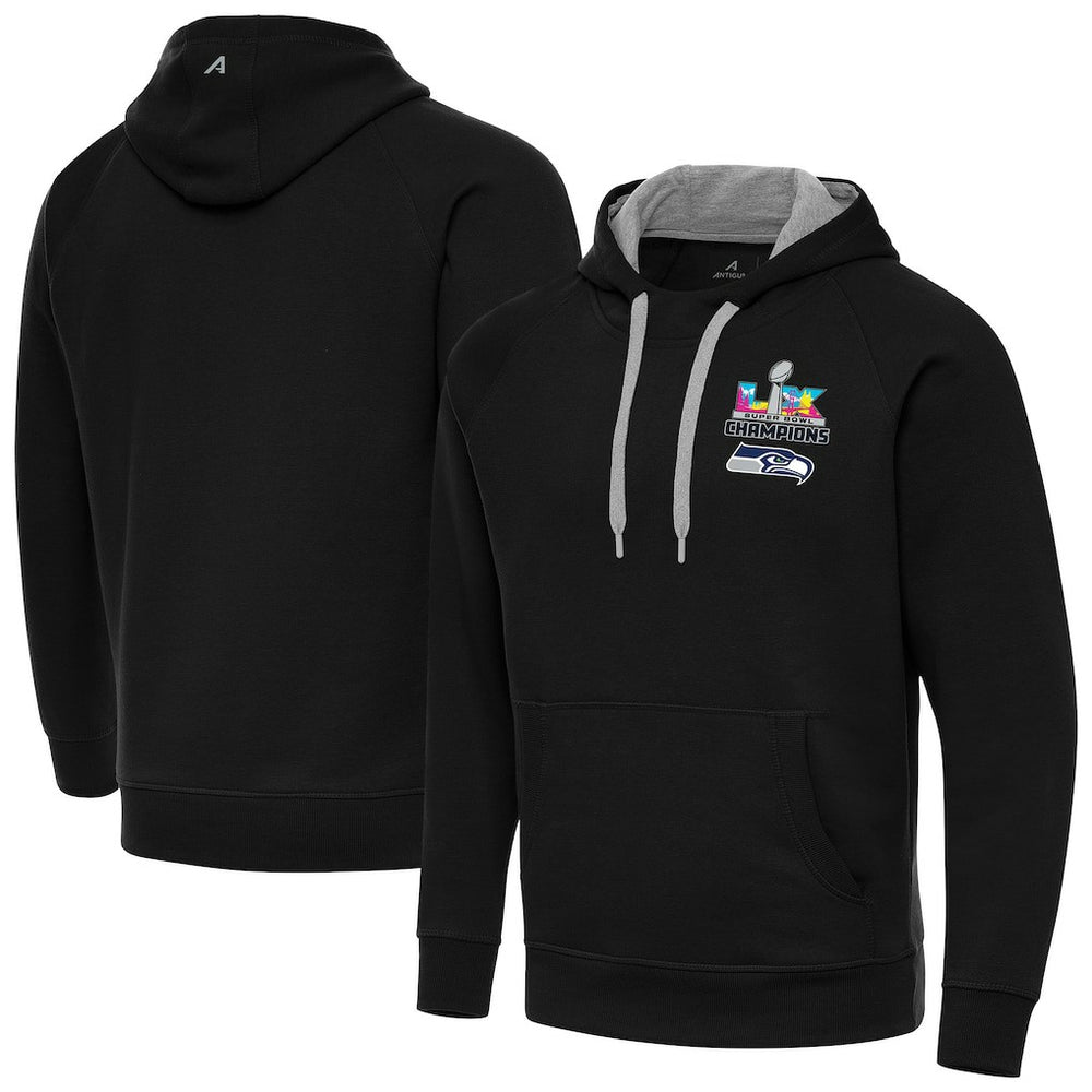 Seattle Seahawks Antigua Super Bowl LX Champions Victory Hoodie - Black Hoodies