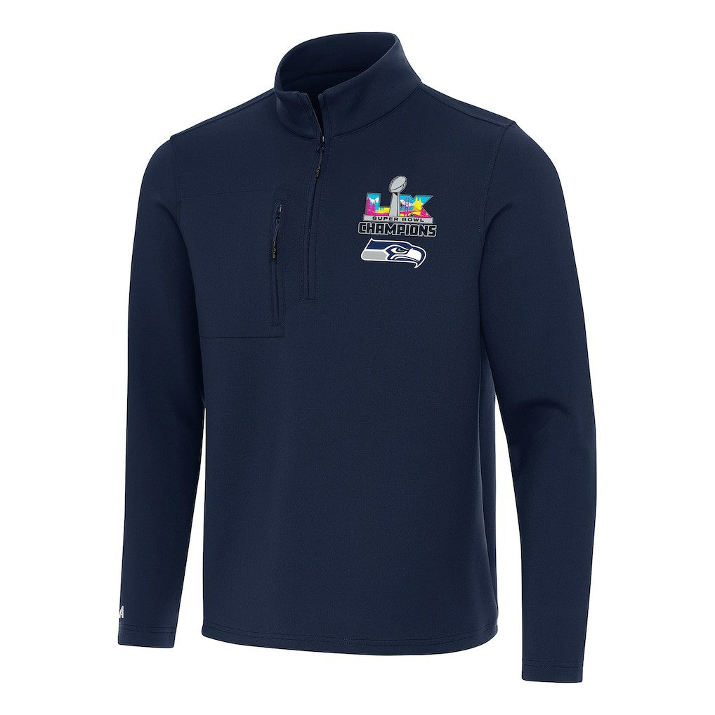 Seattle Seahawks Antigua Super Bowl LX Champions Insider Quarter-Zip Pullover - College Navy Pullover