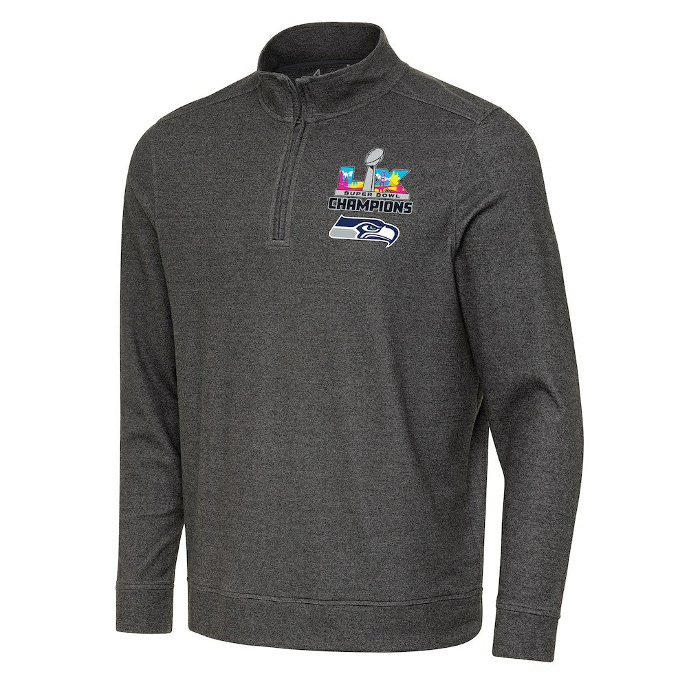 Seattle Seahawks Antigua Super Bowl LX Champions Subtle Quarter-Zip Pullover - Black Pullover